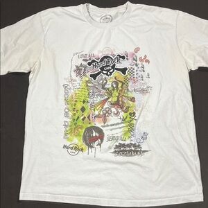 Hard Rock Cafe Cozumel White Tee with Colorful Graphic